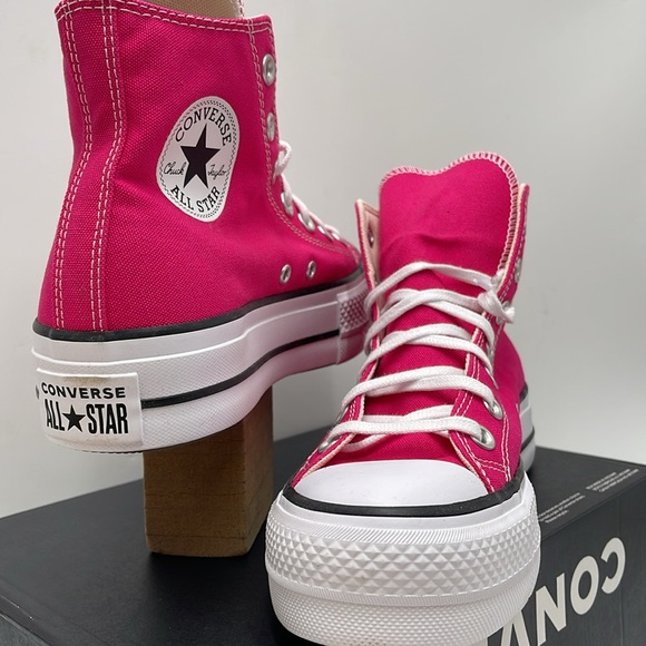 Converse WMNS CTAS LIFT HI CERISE PINK/WHITE/BLACK A08288F Platforms Sneakers - Picture 9 of 16